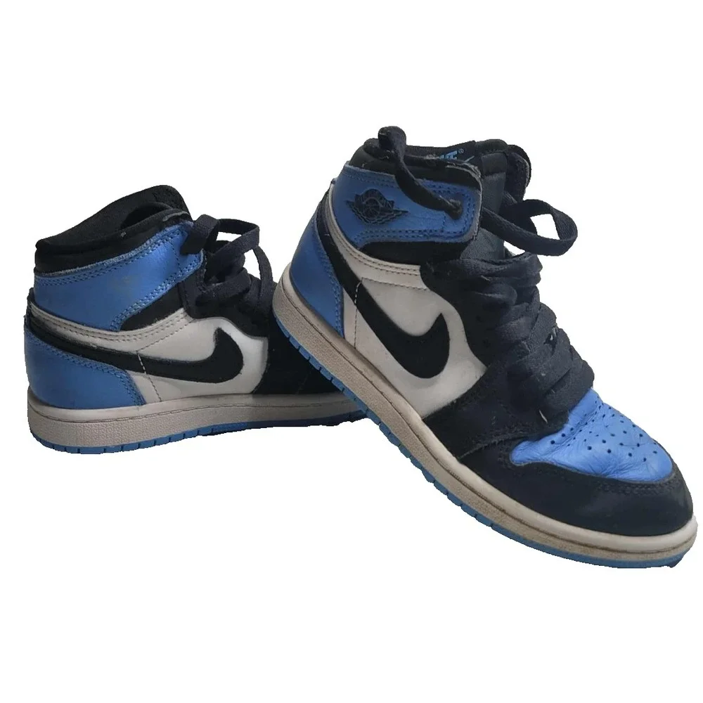 Nike Air Jordan 1 High UNC Toe Blue Black White FD1412-400 Kids Size‎ 13C